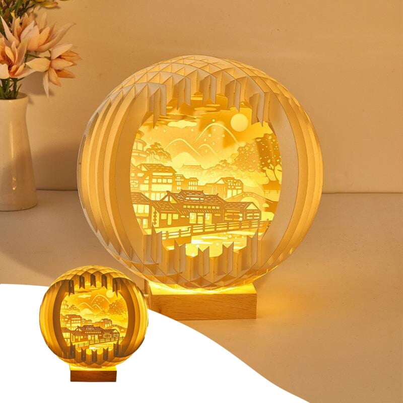 Lampe décorative, petite veilleuse rétro avec ampoule led pour salon, chambre, couloir, terrasse, intérieur ou extérieur, sculpture en papier exquise