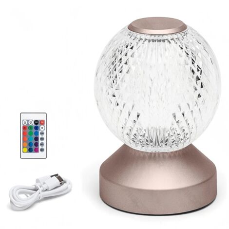 Lampe décorative RGB avec boule de cristal, effet lumineux diamant, pour la décoration