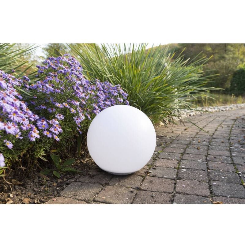 Lampe décorative solaire Globo 37234 boule solaire led 0.4 w rvbb blanc - Heitronic