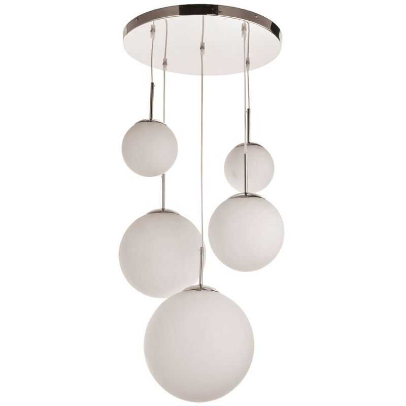 Lampe suspendue Lampe suspendue lampe suspension lampe suspension 5 boules en verre opale lampe Globo BALLA 1581-5