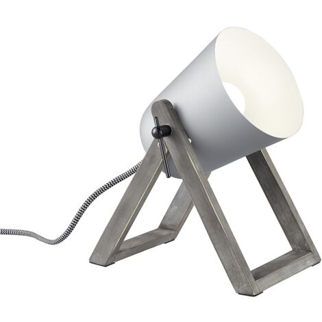 Lampe design, Lampe à poser bois métal Marc Gris en Metal, TRIO