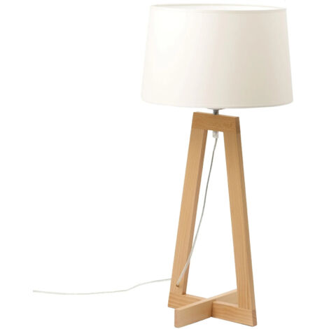 Lampe design, Lampe à poser design Sacha LT blanc écru Bois en Wood, Aluminor