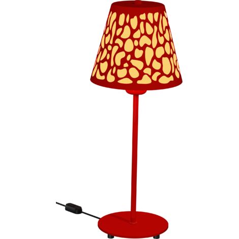 Lampe design, Lampe déco NIHOA LT Rouge en Wood, Aluminor
