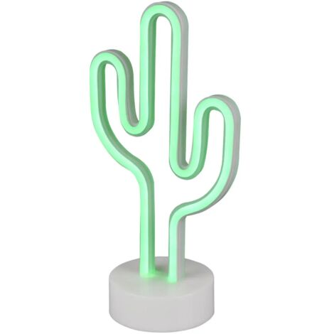 Lampe design, Lampe fun effet néon cactus Blanc en Plastique, TRIO