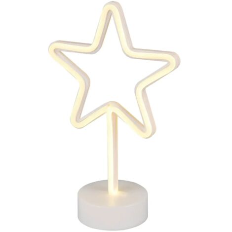 Lampe design, Lampe fun effet néon étoile Blanc en Plastique, TRIO