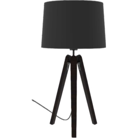 Lampe design, Lampe trépied essence déco Noir en Wood, Aluminor