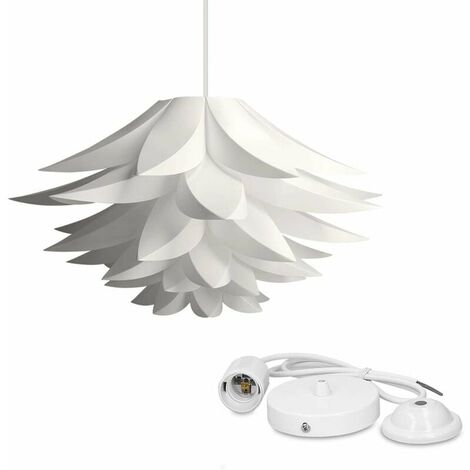 Lampe design lotus - Abat-jour XL à monter - Luminaire IQ plafond - Ensemble avec montage plafonnier câble 90cm douille E27-50 pcs S'arêern