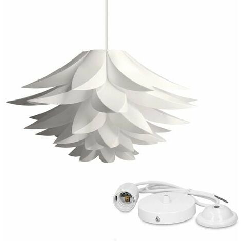 Lampe design lotus - Abat-jour XL à monter - Luminaire IQ plafond - Ensemble avec montage plafonnier câble 90cm douille E27-50 pcs WHWY
