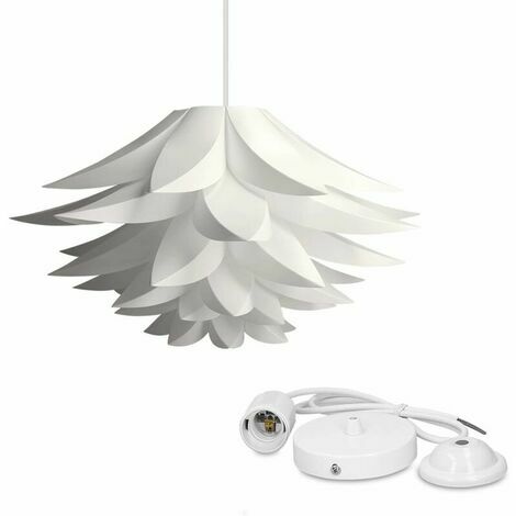 Lampe design lotus - Abat-jour XL à monter - Luminaire IQ plafond - Ensemble avec montage plafonnier câble 90cm douille E27-50 pcs WHWY