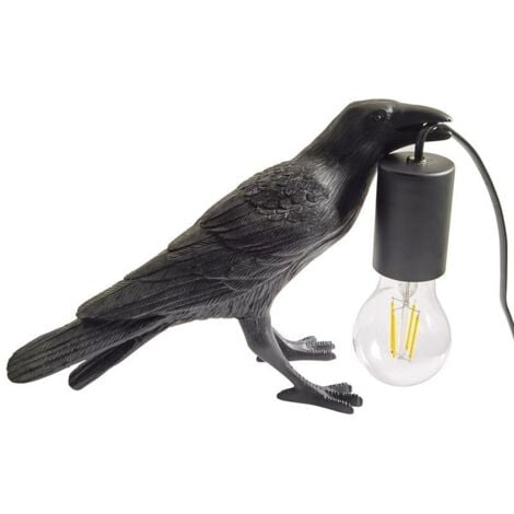 BARCELONA LED Lampe design oiseau "Corb" en résine - Bird series - Noir Seletti