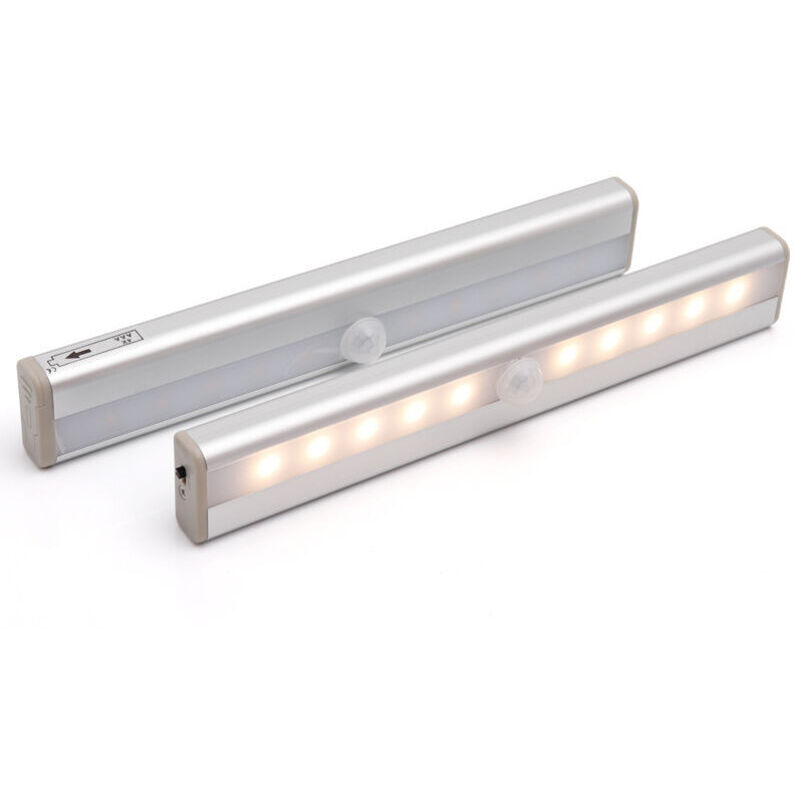 Lampe Detecteur De Mouvement Interieur, Lot De 2 Lampe 10 LED Sans Fil, Lampe Rechargeable USB Détecteurs De Mouvement Avec Magnétisme, Pour