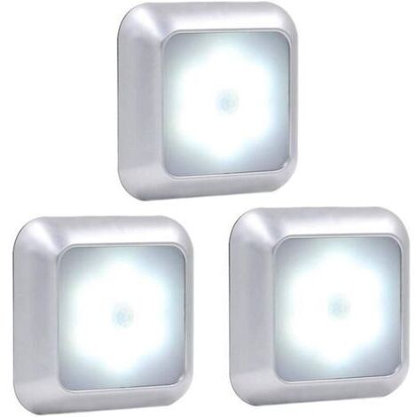 Lampe Détecteur de Mouvement, Lampe de Placard, Veilleuse 6 LED, lumière de nuit pour, Escalier, Cuisine, Penderie (lumière blanche, 3pcs)