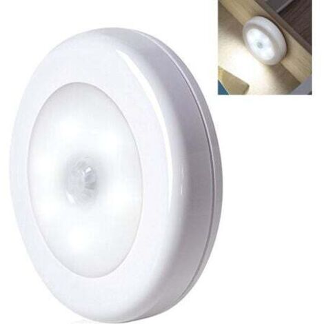 Lampe Détecteur de Mouvement, LED Detecteur Mouvement, Lampe de Placard, Alimenté par Batterie (Non Inclus), Lampe LED pour Penderie, Étagère, Entrée, Garage, Cuisine, Passage - (Blanc)