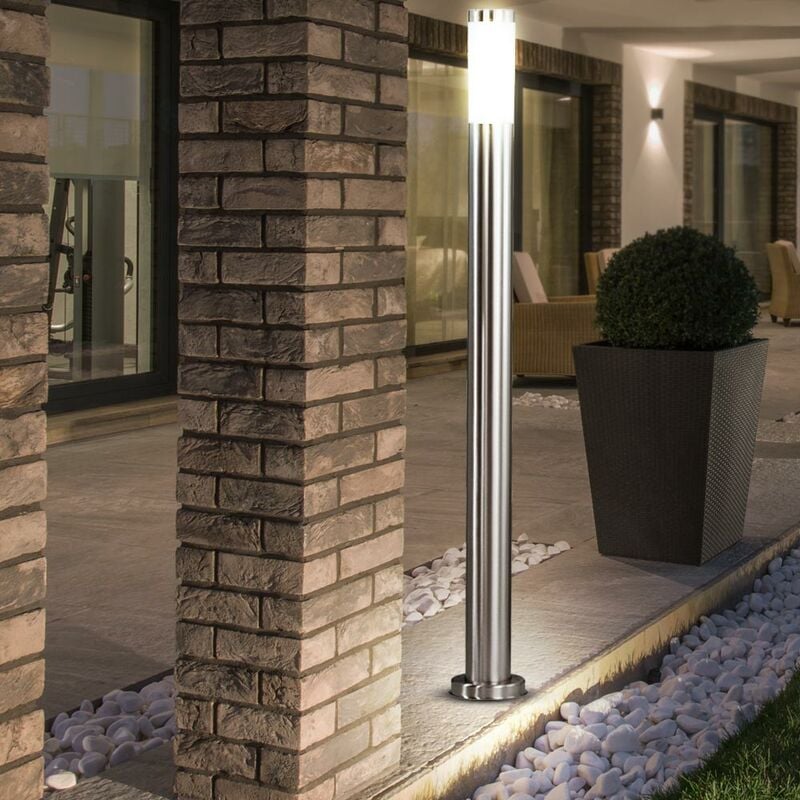 Lampadaire éclairage extérieur lampe de jardin Colonne lumineuse led éclairage d'entrée jardin, IP44 acier inoxydable opale argentée, 1x led 7W, DxH