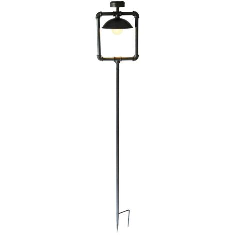 Lampe d'extérieur Lampadaire Lampe de jardin Capteur crépusculaire Noir Métal H 158 cm