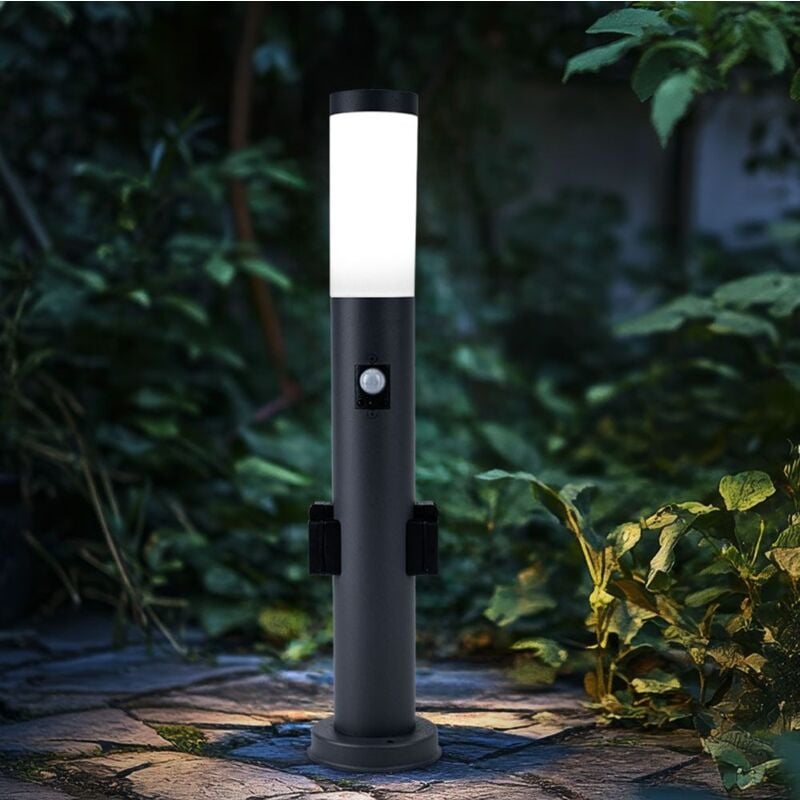 Globo Lighting - Lampe d'extérieur lampadaire led avec détecteur de mouvement éclairage de chemin en acier inoxydable lampe de jardin anthracite,