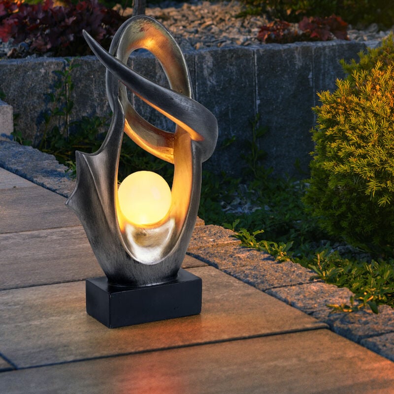 Globo - Lampe d'extérieur lampe solaire jardin patio bronze, effet flamme led verre craquelé résistant aux intempéries, 1x led 3000K, LxlxH