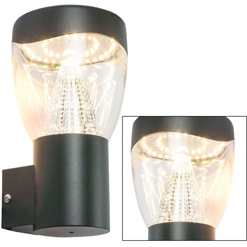 Lampe d'extérieur led applique murale lampe de façade lampe de porte d'entrée lampe d'extérieur, aluminium moulé sous pression, anthracite, IP44, 9,6