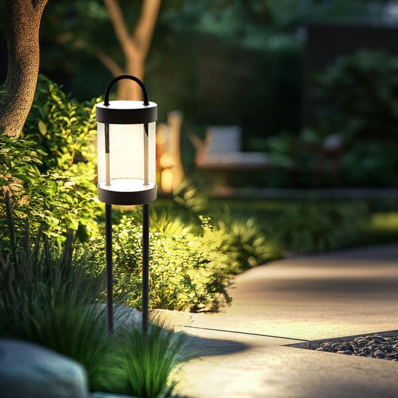 Lampe d'extérieur led Lampadaire en aluminium Lampe d'allée anthracite Lampe de jardin, 8 watts 855 lumens blanc chaud, DxH 12,5x65 cm
