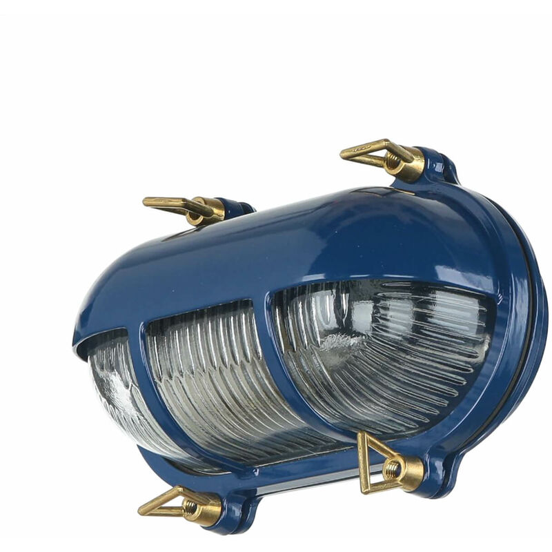 Lampe d'extérieur Murale Laiton Bleu Maritime Verre IP64 l : 21 cm h : 13 cm E27 Applique Murale Maison Balcon