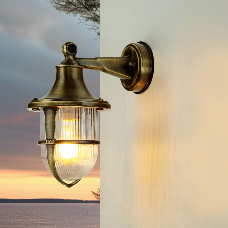Licht-erlebnisse - Lampe d'extérieur murale laiton verre IP64 E27 Maritim Licht-erlebnisse - Lampe d'extérieur murale laiton verre IP64 E27 Maritim