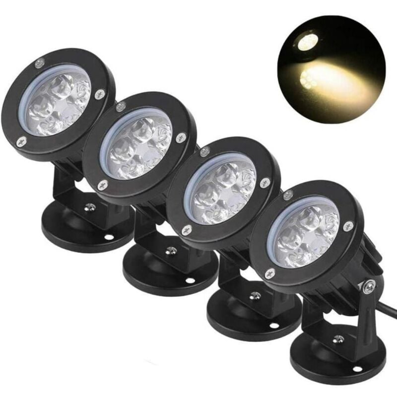 Lampe d'extérieur pour pelouse, étanche à l'eau, pour arbre de jardin et paysage-75mm,5W,3000K,4pcs