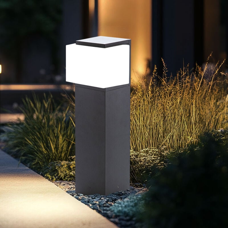 Lampe d'extérieur sur pied Lampe d'extérieur sur pied anthracite Lampe d'allée aluminium verre, 1x douille E27, LxlxH 14x12x40 cm