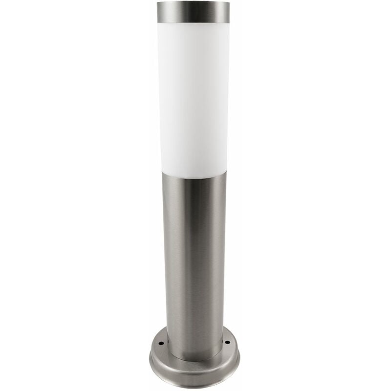 Lampe d'extérieur, argent, lampadaire de jardin, moderne, éclairage de chemin, résistant aux intempéries, acier inoxydable mat, 1x E27, DxH 7,6x45 cm