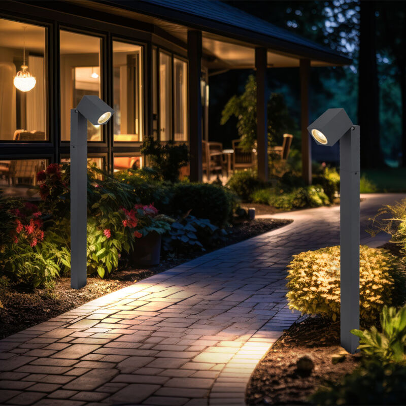 Lampe d'extérieur éclairage de chemin anthracite lampadaire de jardin extérieur sur pied de terrasse, pivotant, 1x GU10, LxlxH 11,5x7,2x80 cm, lot de