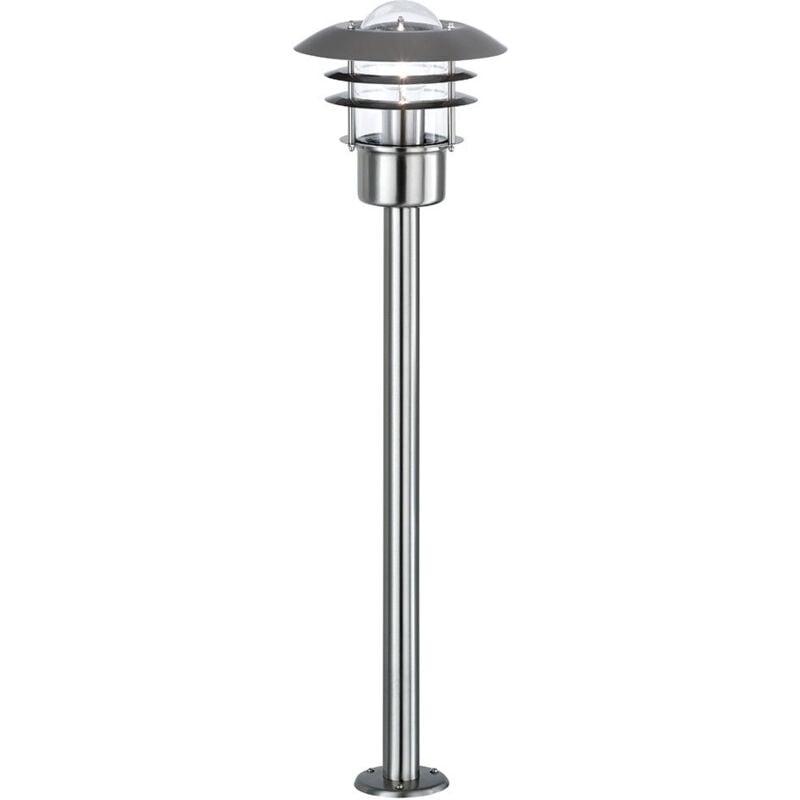 Lampe d'extérieur, lampadaire, lampe de jardin, éclairage de terrasse, lanterne, métal, acier inoxydable brossé, argent, E27, LxlxH 22x22x80 cm