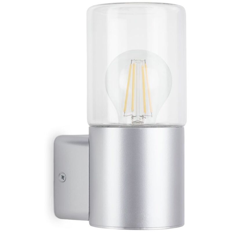 Lampe d'extérieur Telefunken ampolo, douille E27, argent, IP44, 19,5 x 8,5 x 11 cm