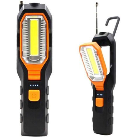 Lampe D'inspection, Lampe Baladeuse LED Rechargeable, Lampe de Travail COB, Lampe de Torches de LED, avec Base magnétique et Crochet à Suspendre pour ateliers Automobile, Camping, urgences