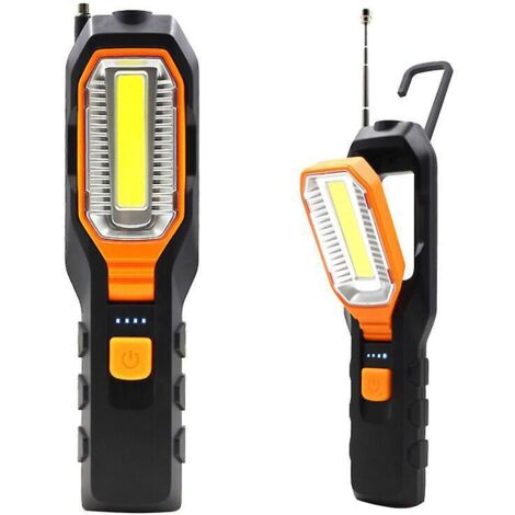 lampe D'inspection, Lampe Baladeuse Led Rechargeable, Lampe De Travail Cob, Lampe De Torches De Led, Avec Base Magntique Et Crochet  Suspendre Pou