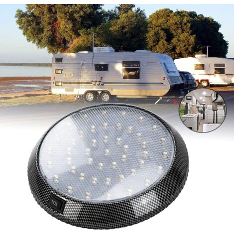 QIEDIE Lampe d'intérieur RV, 12V LED plafonnier dôme toit, éclairage intérieur de caravane avec interrupteur ON/OFF, spot de lecture intérieur 46 LED