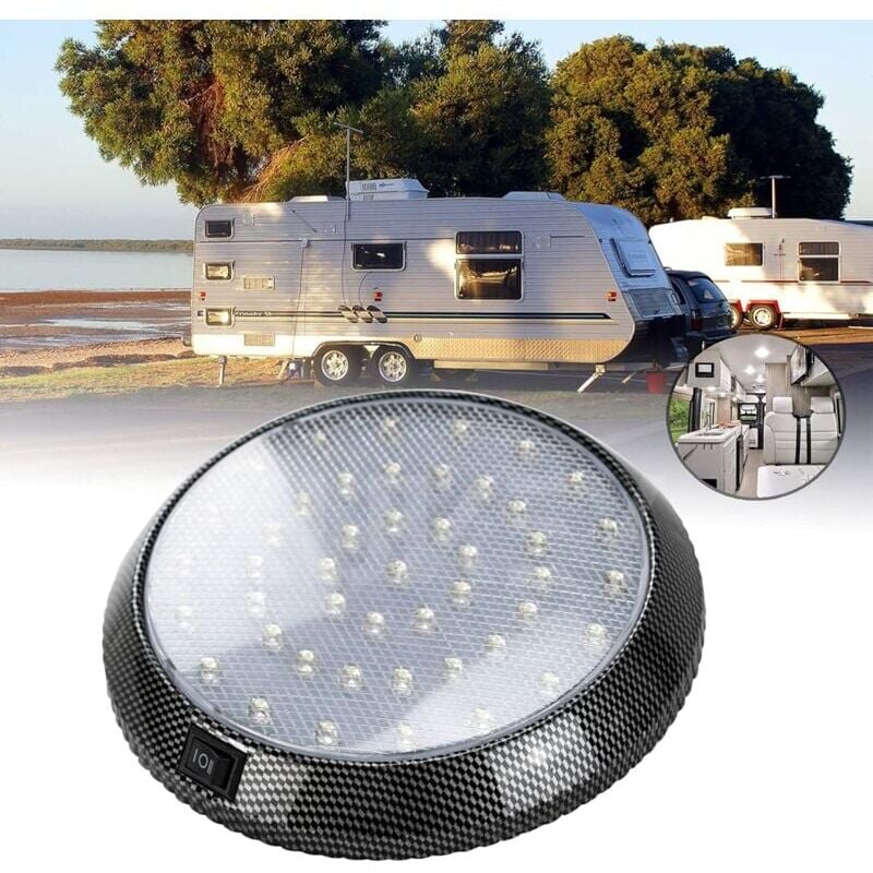 Ensoleille - Lampe d'intérieur rv, 12V led plafonnier dôme toit, éclairage intérieur de caravane avec interrupteur on/off, spot de lecture intérieur