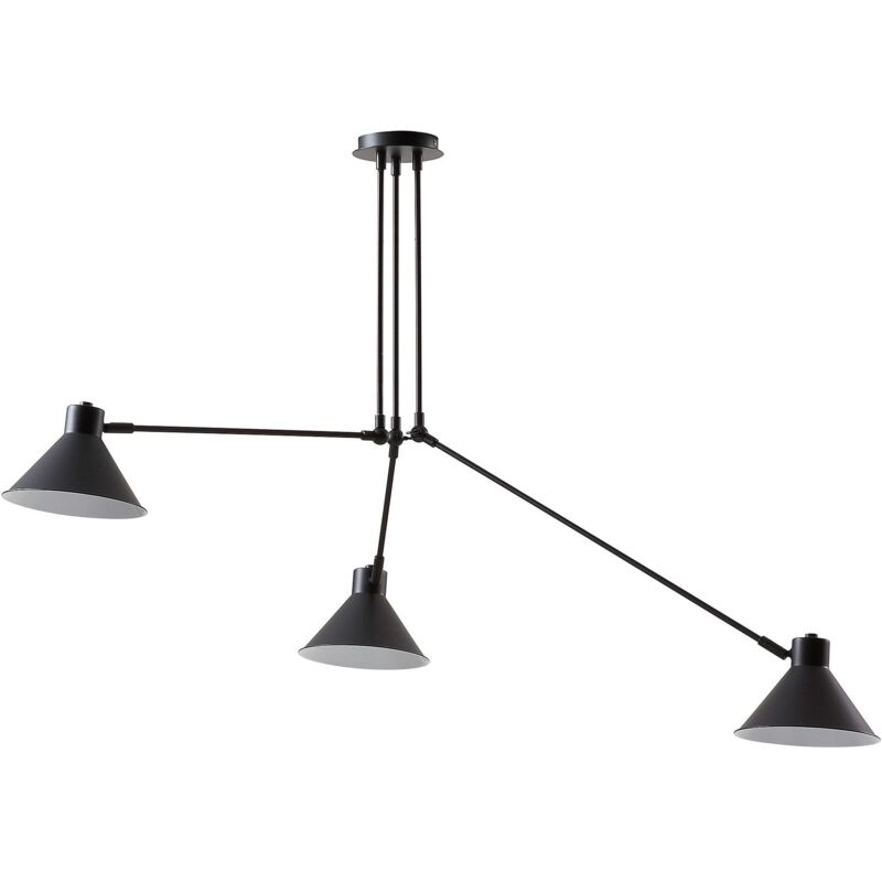 KAVE HOME  Dione - Suspension vintage 3 bras m&eacute;tal - Couleur - Noir