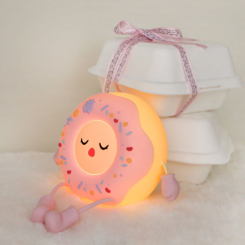 Lampe donut mignonne, veilleuse kawaii rechargeable par usb, portable, en silicone, idéale pour une chambre à coucher, un dortoir ou un sommeil,