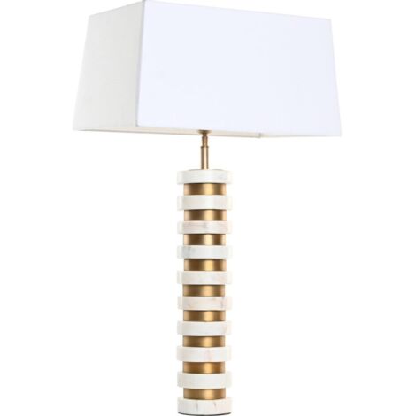 Lampe élégante en acier et marbre doré blanc - Blanc marbré avec accents dorés