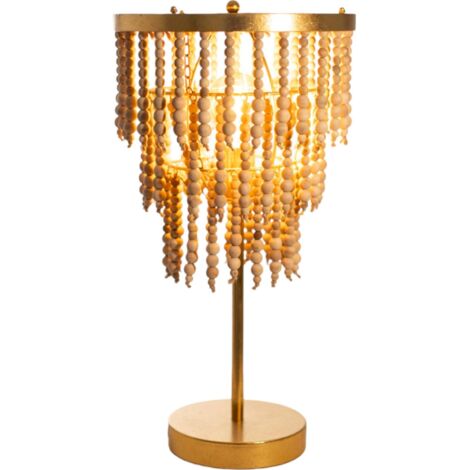 Lampe élégante métal et bois ambiance chaleureuse naturelle - doré et bois naturel clair
