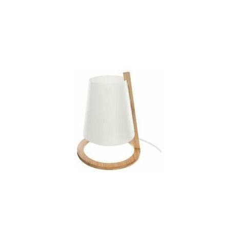 Lampe en bambou - E14 - 40 W - H. 26 cm - Blanc