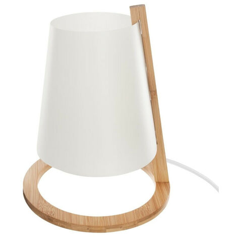 Lampe en bambou Pita H26 blanc Atmosphera - Blanc - Naturel et blanc