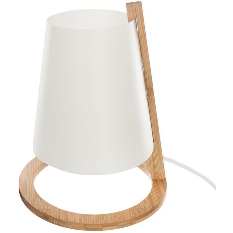 Lampe en bambou Scandi - Diam. 20 cm - Diam. 20 x 26 - Blanc