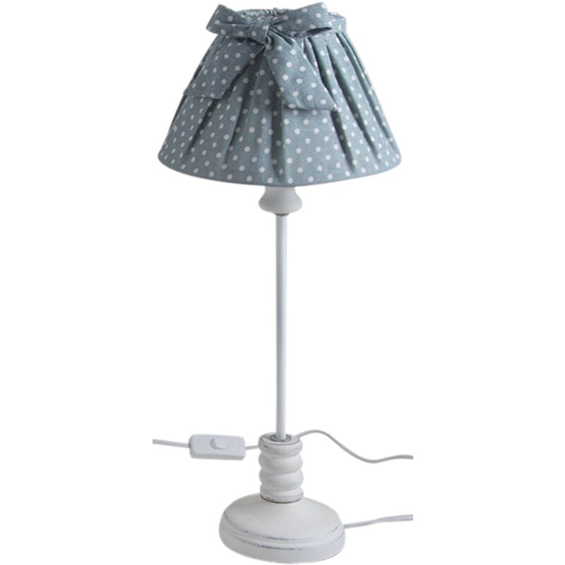 Lampe en bois et coton à pois