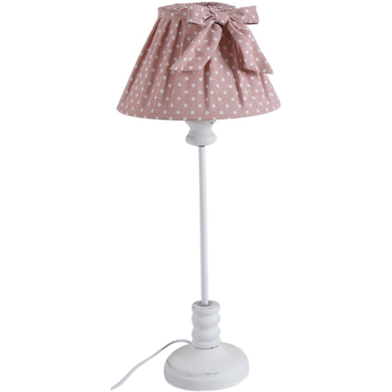 Lampe en bois et coton à pois