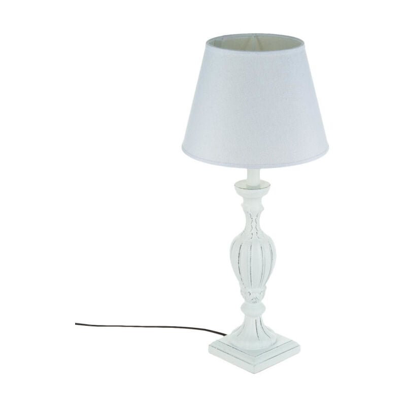 Atmosphera - Lampe en Bois Patiné 'Cabeloh' 55cm Blanc