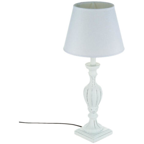Lampe en Bois Patiné "Cabeloh" 55cm Blanc