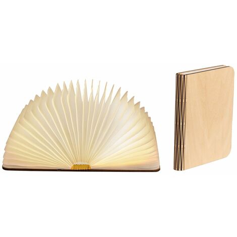 Lampe en bois véritable Erable en forme de livre - Taille M
