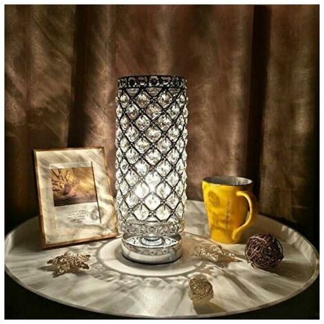 Lampe en cristal, lampe de chevet abat-jour, lampe de table en argent cristal de mode créative, pour chambre d'hôtel salon étagère commode (sans ampoule) - RW