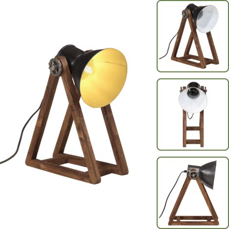 Lampe en fer - vidaXL Lampe de bureau 25 W noir 30x17x40 cm E27 - Lampe en bois