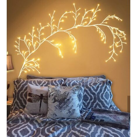 Lampe en forme de vigne avec télécommande, brindille, 144 LED, branche de bouleau blanc